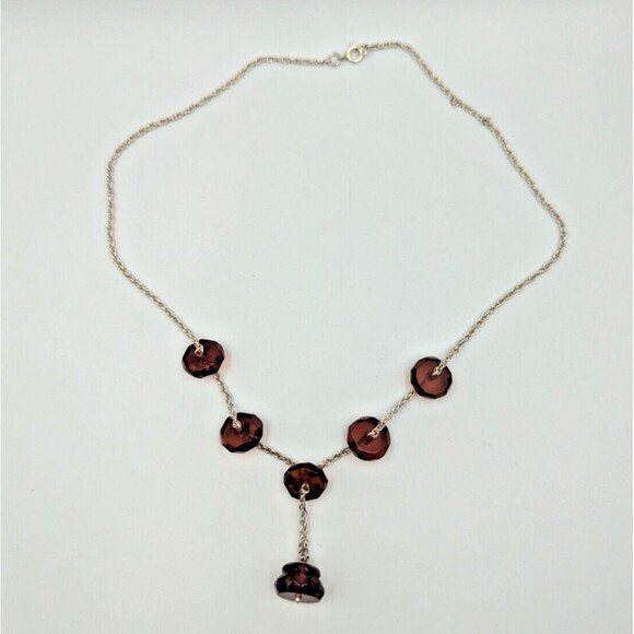 Sterling Silver 925 Baltic Amber Faceted Beads Stations Two Necklaces - Picture 11 of 16